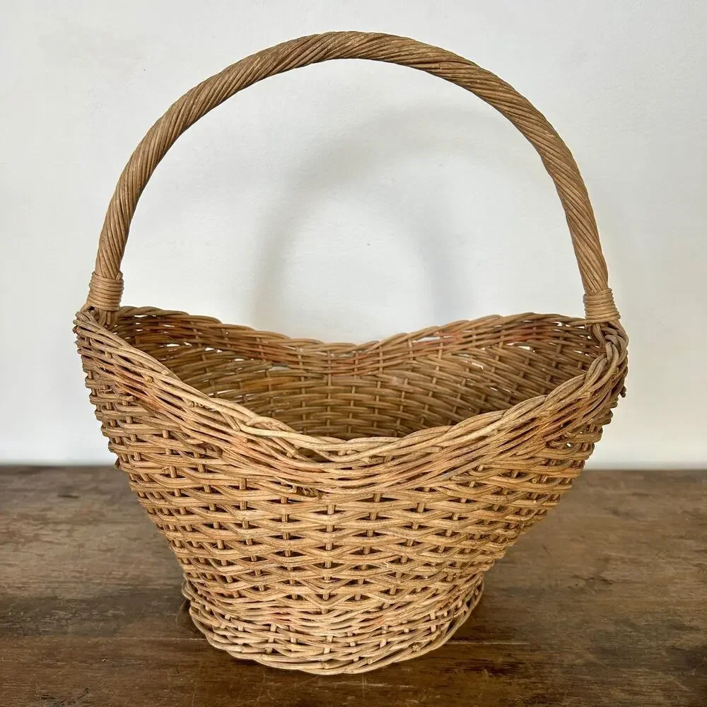 Vintage Wicker Basket | Rustic Farmhouse Storage Bin | Cottagecore Home Decor